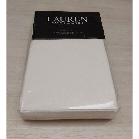 Ralph Lauren EDEN PIQUE White 100% Cotton Euro European Pillow Sham 26"x 26" - Picture 6 of 10